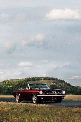 1965 Ringbrothers Ford Mustang Convertible Uncaged phone wallpaper thumbnail.