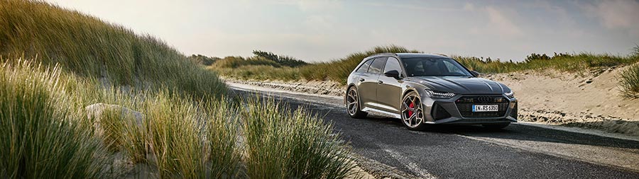 2023 Audi RS6 Avant Performance super ultrawide wallpaper thumbnail.