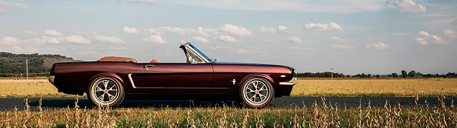 1965 Ringbrothers Ford Mustang Convertible Uncaged super ultrawide wallpaper thumbnail.