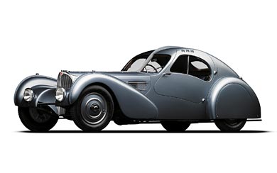 1936 Bugatti Type 57SC Atlantic Coupe wallpaper thumbnail.