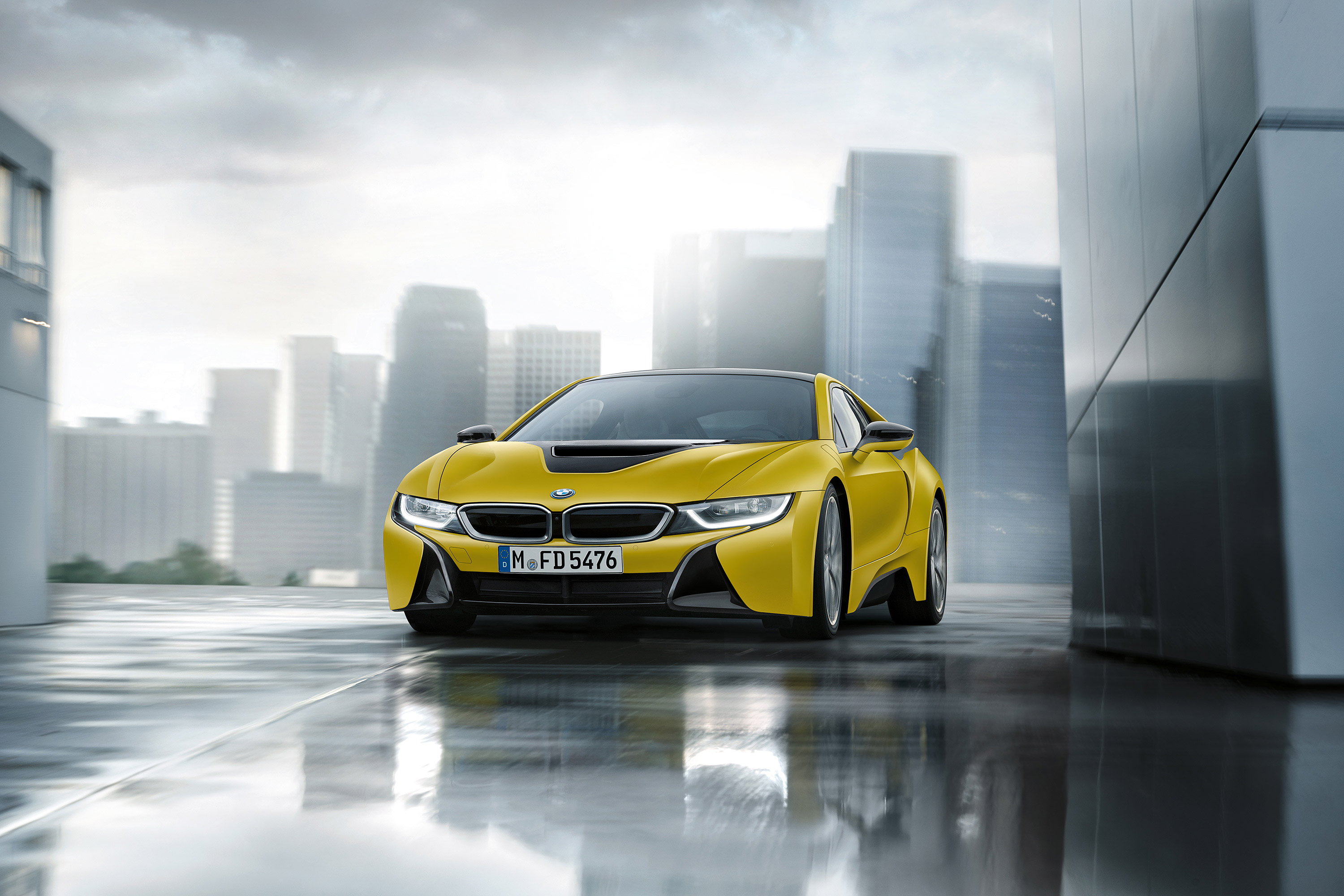 2018 BMW i8 Protonic Frozen Yellow Wallpaper.